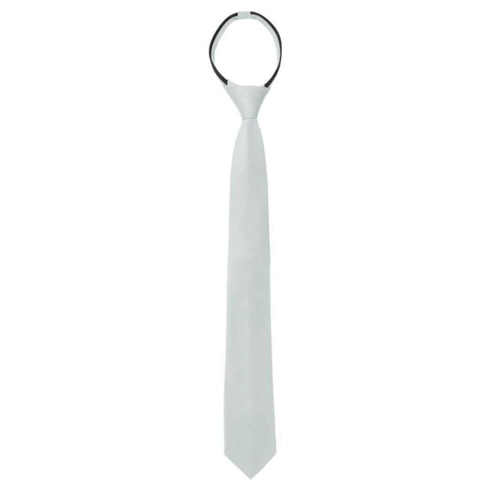 Men's Skinny Pretied Zipper Ties Adjustable Wedding Groom Tie Silver gray
